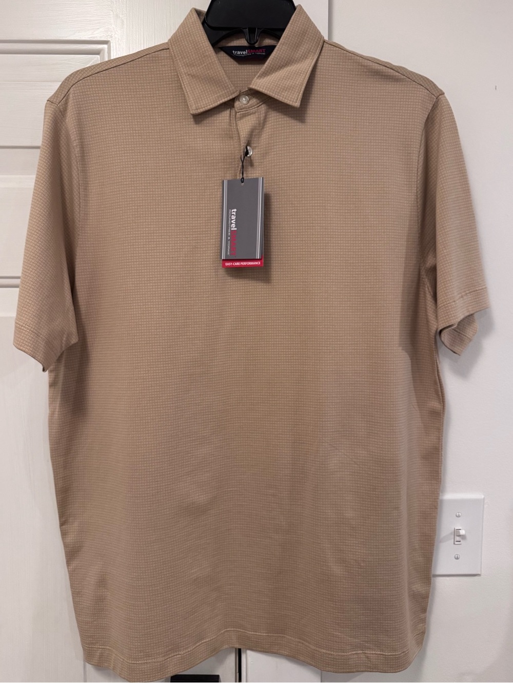 Roundtree & Yorke Tan Short-Sleeve Polo Shirt